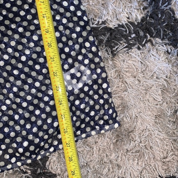 Tory Burch Polka Dot Silk Lace Up Semi Sheer Blouse Size 10 Navy - Picture 9 of 10